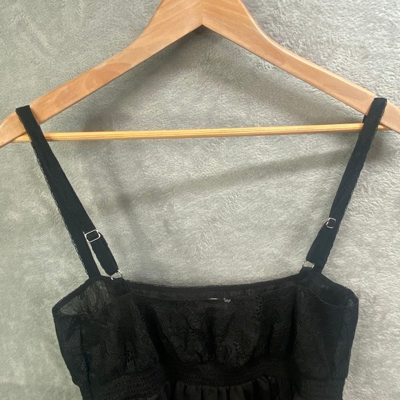 Free People Babydoll Tank Top Womens Medium Sheer Lace Boho Chic Fairy Grunge - Picture 8 of 14